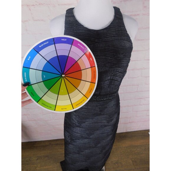 Scarlett Black Textured Gown 6 Beaded Waist Keyhole - Picture 12 of 12